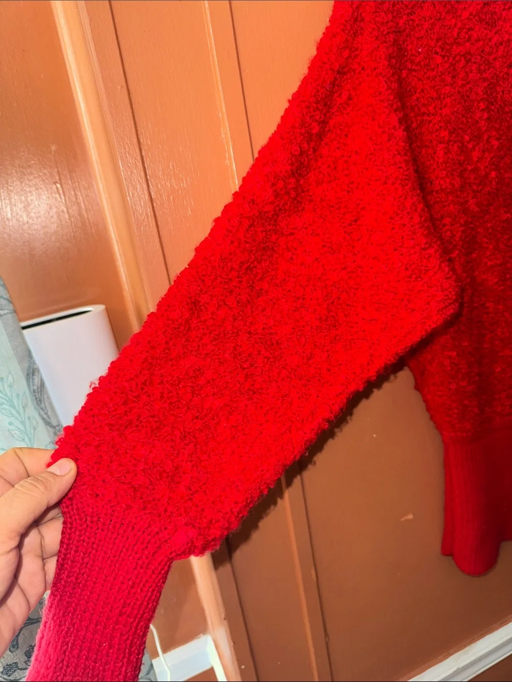 VTG L'Eau Vive Red Mohair Wool Blend Cowl Neck Sweater Small 80s 90s